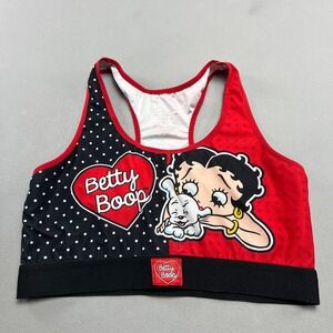 Fleischer Studios Betty Boop Sports Bra Womens XL Red Black Polka Dot Racerback